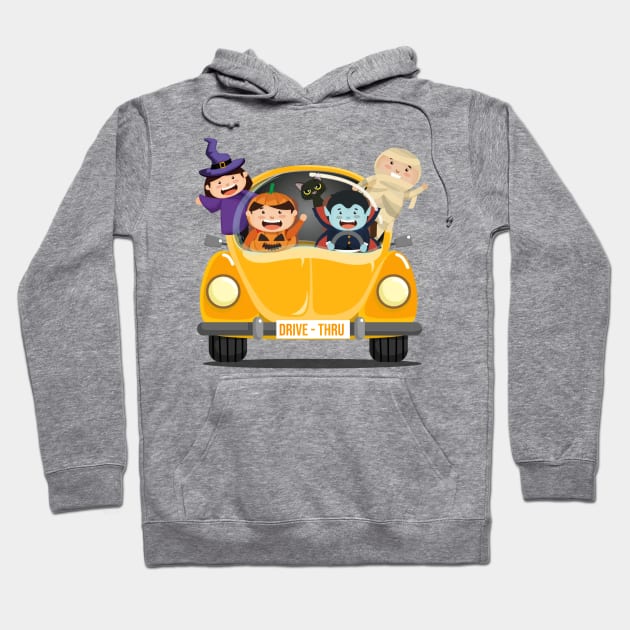 Halloween Kids Drive-Thru Hoodie by Pieartscreation